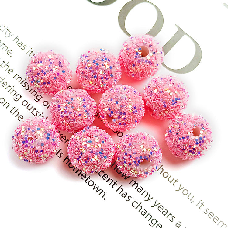 Wholesale 16MM Round Ball Straight Hole Beads Sequin Hanging Beads Jewelry Accessories